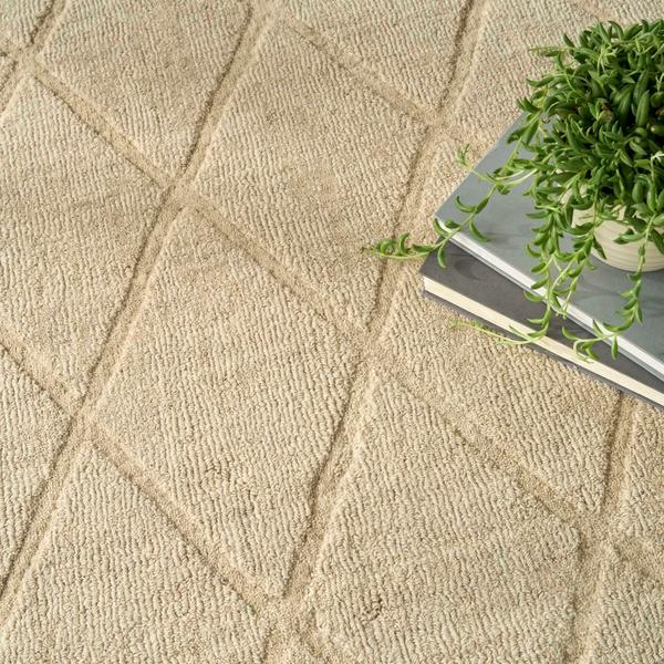 Nourison Wool Haven Beige Indoor Only Diamond Rug WOH01