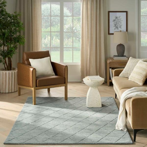 Nourison Wool Haven Blue Indoor Only Diamond Rug WOH01
