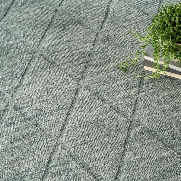 Nourison Wool Haven Blue Indoor Only Diamond Rug WOH01