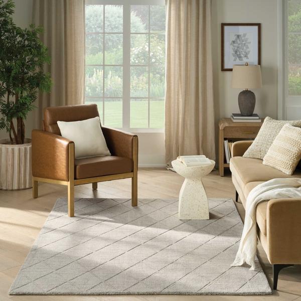 Nourison Wool Haven Grey Indoor Only Diamond Rug WOH01