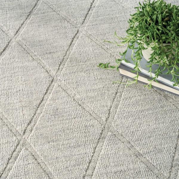 Nourison Wool Haven Grey Indoor Only Diamond Rug WOH01