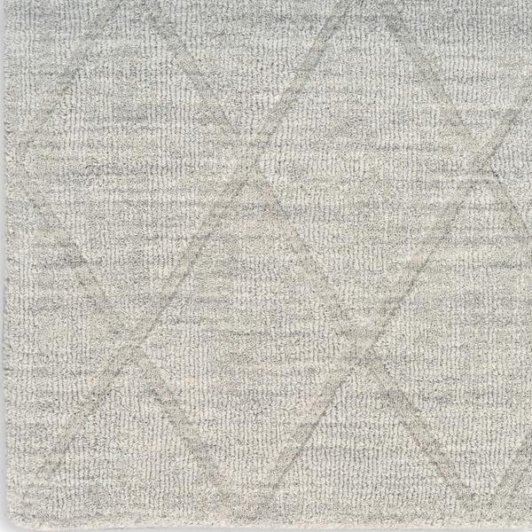 nourison Wool Haven Grey Indoor only Diamond Rug WOH01