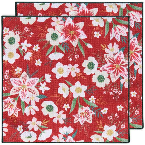 now designs Amaryllis Christmas Recycled Microfibre Dishcloth Set
