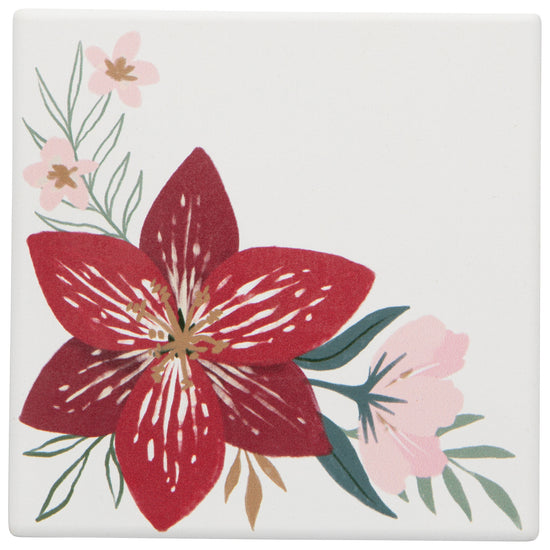 Now Designs Amaryllis Christmas Soak Up Coasters Set Of 4