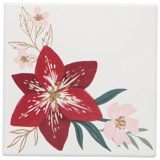Now Designs Amaryllis Christmas Soak Up Coasters Set Of 4