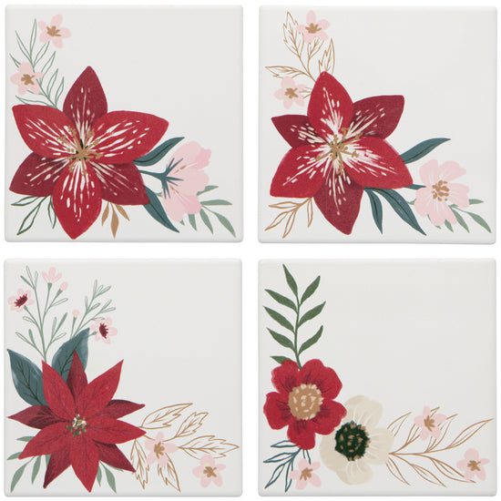 now designs Amaryllis Christmas Soak Up Coasters Set of 4