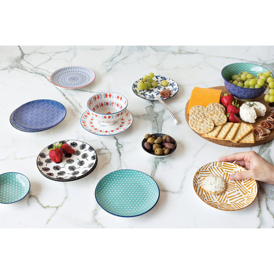 Now Designs Aqua Stars Stamped Appetizer Plate 6 Inch