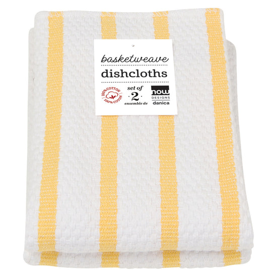 Now Designs Basketweave Dishcloths Lemon Yellow Set Of 2