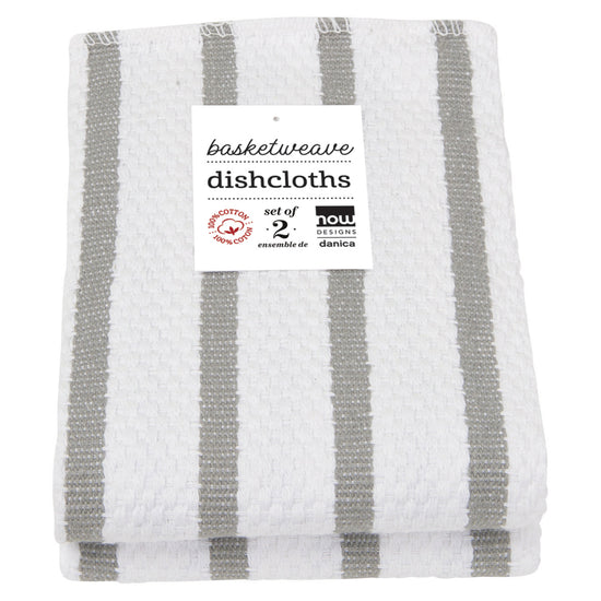 Now Designs Basketweave Dishcloths London Gray Set Of 2