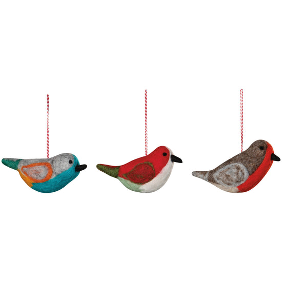 now designs Bird Felt Christmas Tree Ornaments - 3 Assorted Styles
