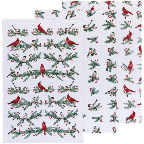 now designs Birds & Boughs Christmas Floursack Dishtowels Set of 3