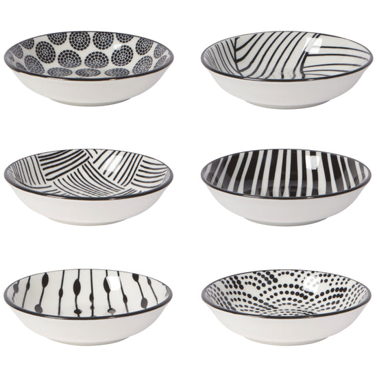 now designs Bits and Dots Stamped Porcelain Pinch Bowl Black Set of 6