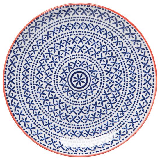 now designs Blue Cross Stamped Appetizer Plate 6 inch
