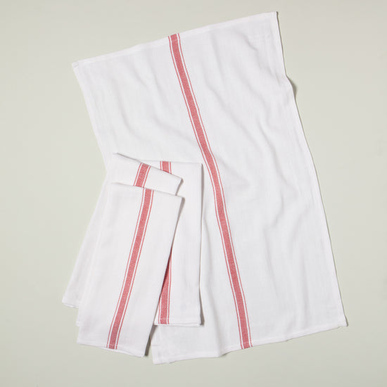 Now Designs Brooklyn Stripe Poppy Dishtowels Set Of 4