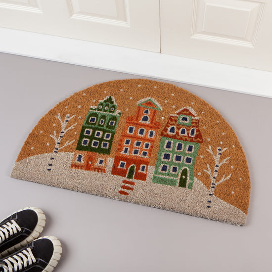 Now Designs Candy Cane Lane Shaped Coir Fibre Doormat