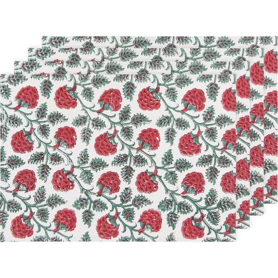 now designs Carnation Block Print Placemats Set of 4