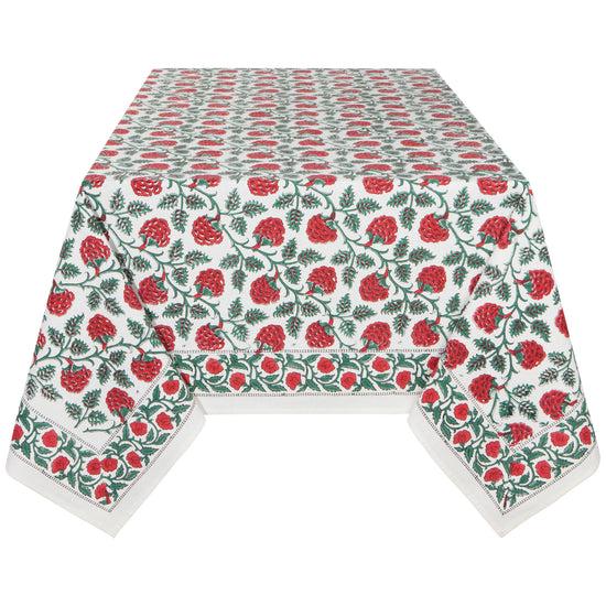 now designs Carnation Block Print Tablecloth 60 x 90 Inches