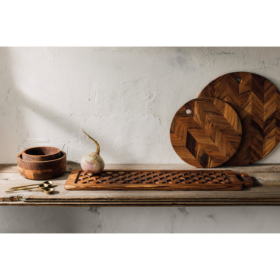 Now Designs Chevron Acacia Wood Serving Board 16 Inch