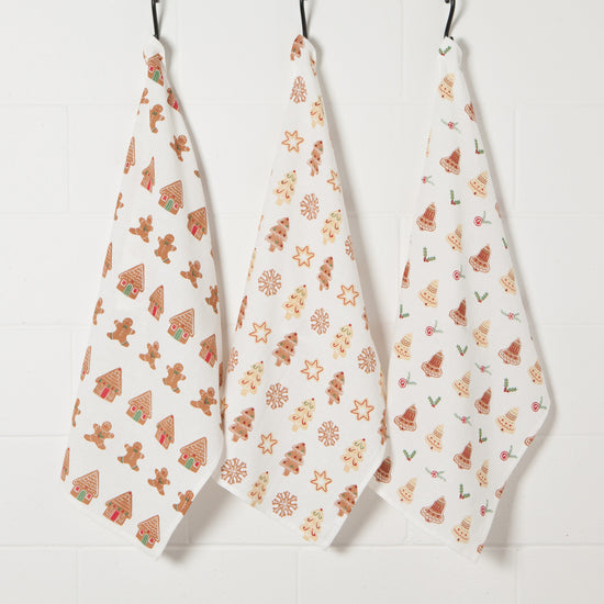 Now Designs Christmas Cookies Floursack Dish Towels Set Of 3