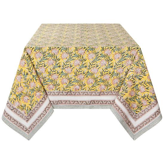 now designs Clematis Block Print Tablecloth 90 x 60 inches