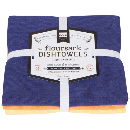 Now Designs Dusk/Apricot/Sunray Floursack Dishtowels Set Of 3 Assorted