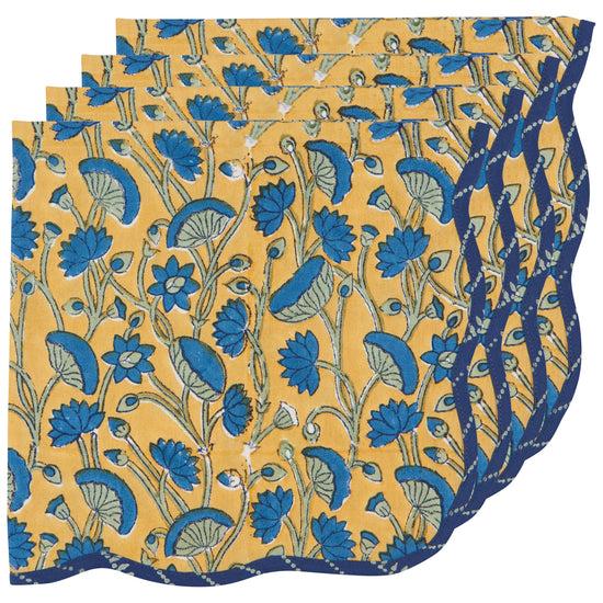 now designs Fan Flower Block Print Napkins Set of 4