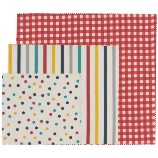now designs Gingham Dot and Stripe Beeswax Wrap Set of 3