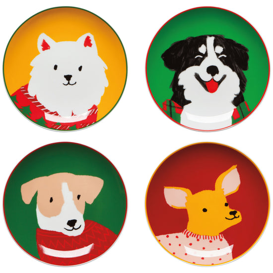 now designs Holiday Hounds Christmas Appetizer Plates Set of 4