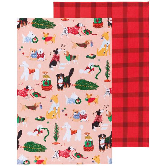 now designs Holiday Hounds Cotton Dishtowels Set of 2