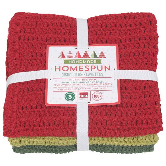 now designs Homespun Crochet Dishcloths Holiday Set of 3