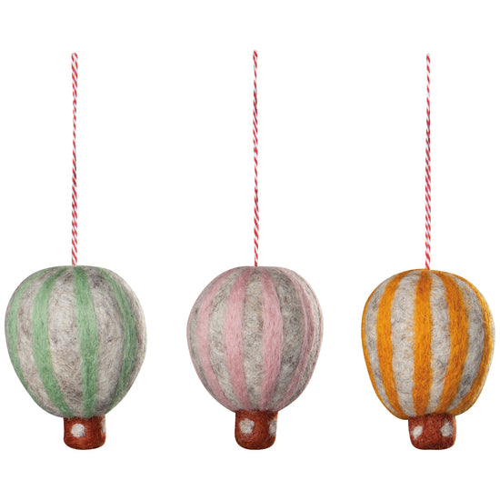 now designs Hot Air Balloon Felt Christmas Tree Ornaments - 3 Assorted Styles