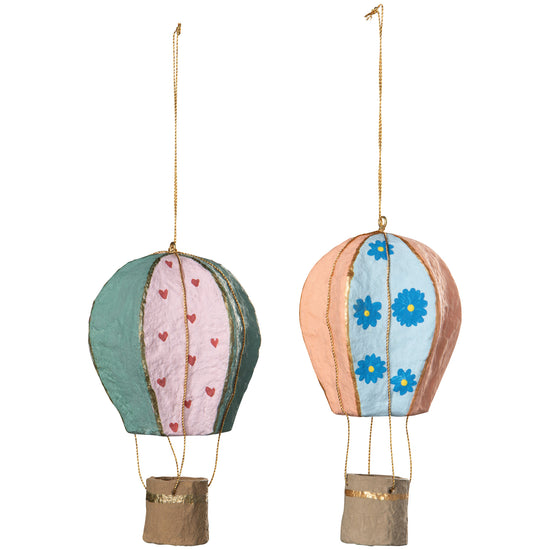 now designs Hot Air Balloon Mache Christmas Tree Ornaments - 2 Assorted Styles