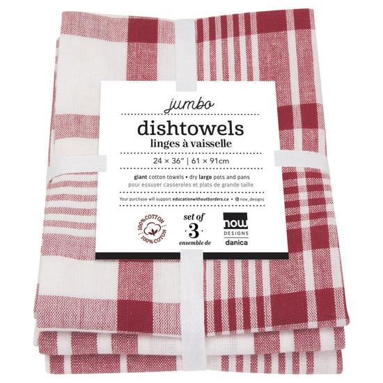 Now Designs Jumbo XL Dish Towel Carmine Red Set Of 3
