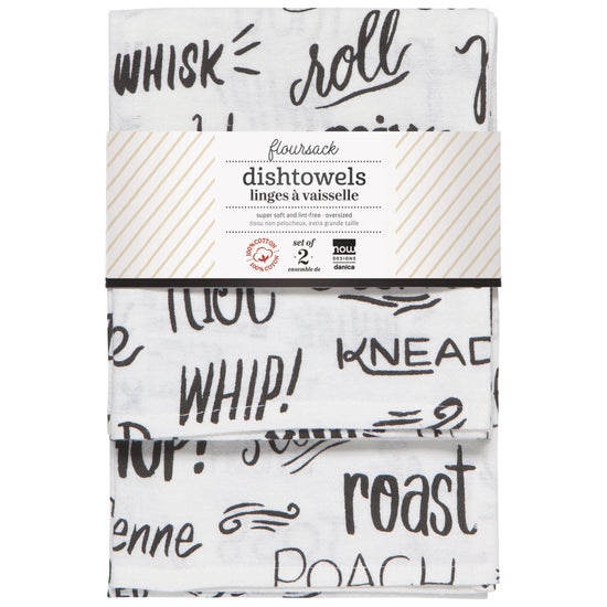Now Designs Kitchen Words Floursack Dish Towels Set Of 2