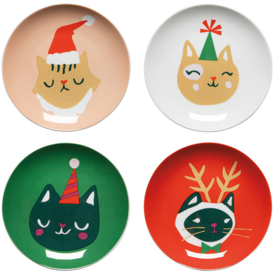 now designs Let it Meow Christmas Appetizer Plates Set of 4