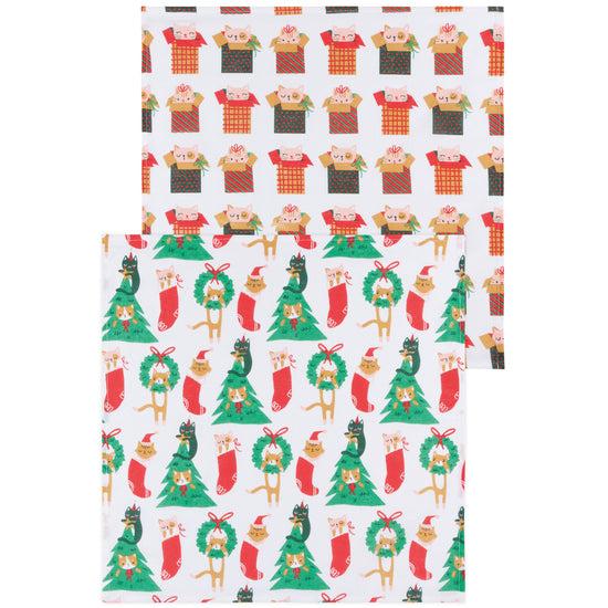 now designs Let it Meow Christmas Floursack Dishtowels Set of 2