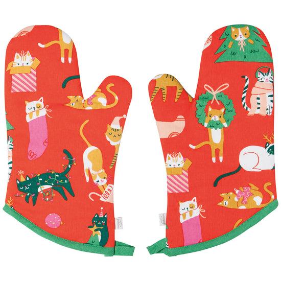 now designs Let it Meow Christmas Oven Mitts Set of 2