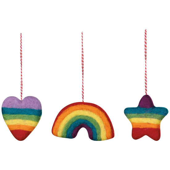 now designs Love is Love Felt Christmas Tree Ornaments - 3 Assorted Styles