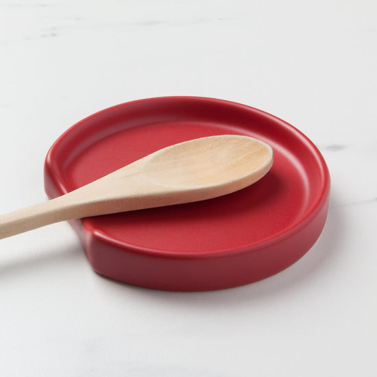 Now Designs Matte Finish Carmine Red Stoneware Spoon Rest
