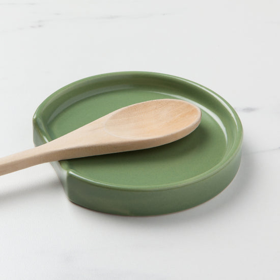 Now Designs Matte Finish Elm Green Stoneware Spoon Rest