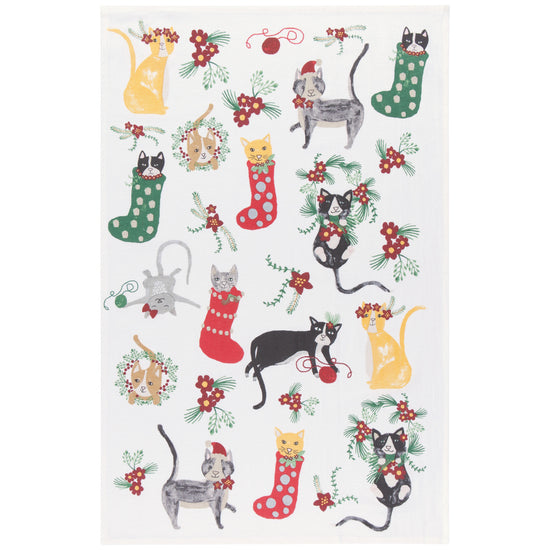 Now Designs Meowy Christmas Floursack Dish Towels Set Of 3