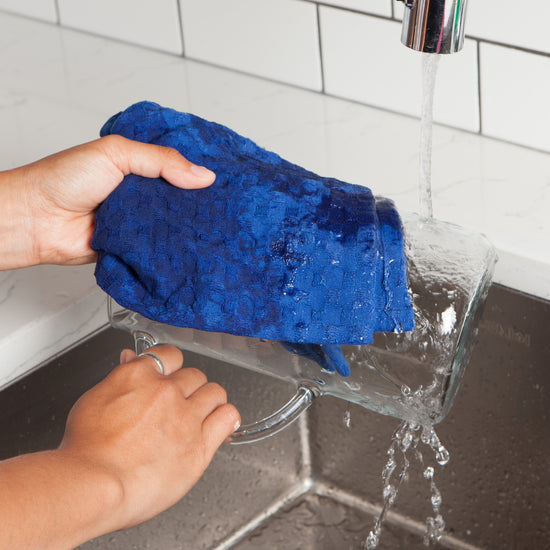 Now Designs Mercantile Dishcloths In Basket Marine Blue Set Of 3