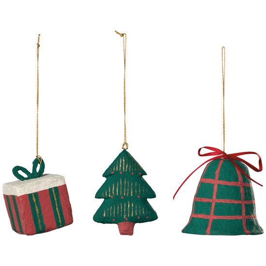 now designs Merry Medley Mache Christmas Tree Ornaments - 3 Assorted Styles