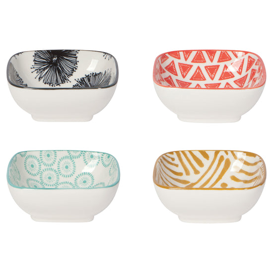 now designs Mix and Prep Square Stamped Porcelain Pinch Bowls Set of 4