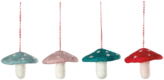 now designs Mushroom Gems Felt Christmas Tree Ornaments - 4 Assorted Styles