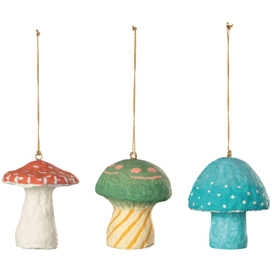 now designs Mushroom Gems Mache Christmas Tree Ornaments - 3 Assorted Styles