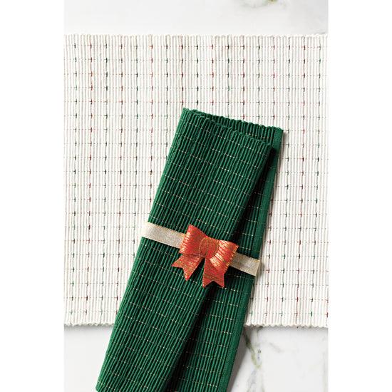 Now Designs Natural Red Green Ribbed Christmas Runner