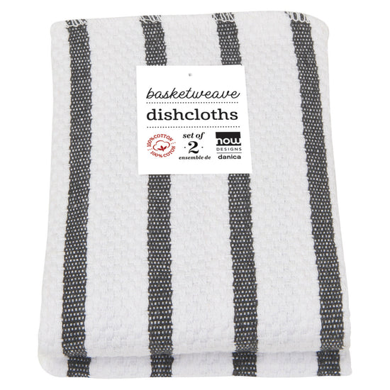 Now Designs Basketweave Dishcloths Black Set Of 2