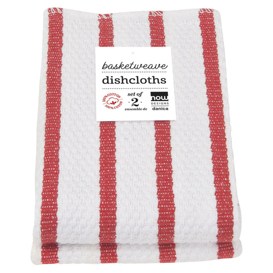 Now Designs Basketweave Dishcloths Red Set Of 2