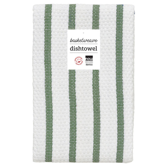 Now Designs Basketweave Elm Green Dishtowel